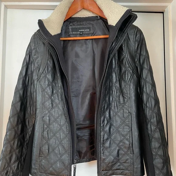 Ladies Medium Black Quilted Leather Moto Jacket by Wilson’s Leather - Picture 3 of 11